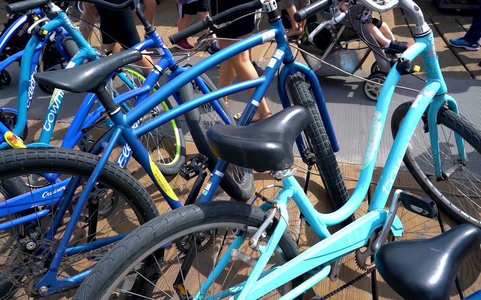 A selection of bicycles with different frame shapes